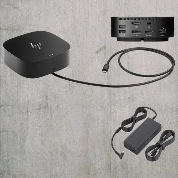 HP USB-C G5 Docking Station Dual Monitor 120W Power Adapter Bundle – Open Box
