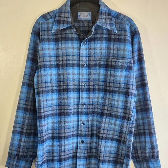 NWOT Pendleton Mens Wool Long Sleeve Shirt Shadow Plaid USA Heritage Size Small