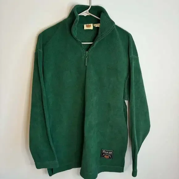 Vintage Route 66 green fleece pullover sweatshirt size Small