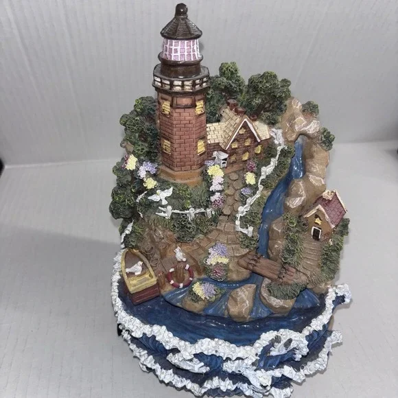 Vintage Lighted Lighthouse Waterfall Fountain Collectible Seagull Sounds 9