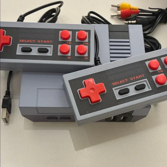 Original Classic NINTENDO Gaming Console with Dual Gray and Red Controllers