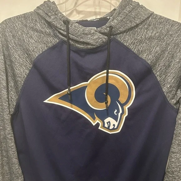Fanatics Men’s Los Angeles Rams Navy/Heathered Gray Pullover Hoodie Size S