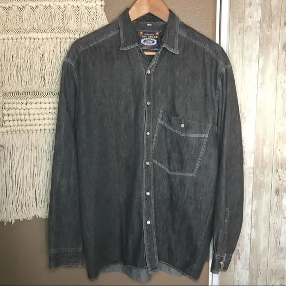 Tom Tailor Black Denim Button Down Shirt