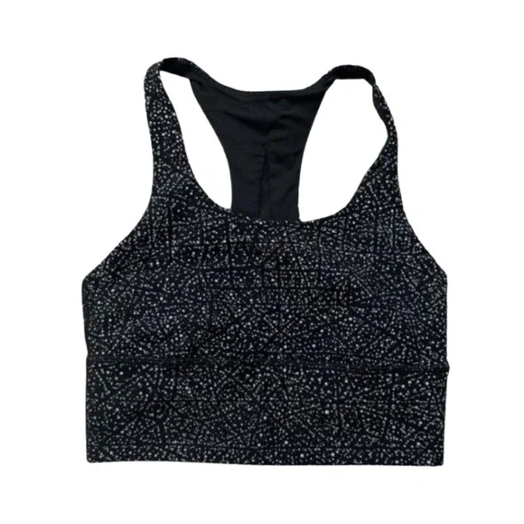 lululemon athletica Black and White Patterned Top sz 4 bra workout gym sports