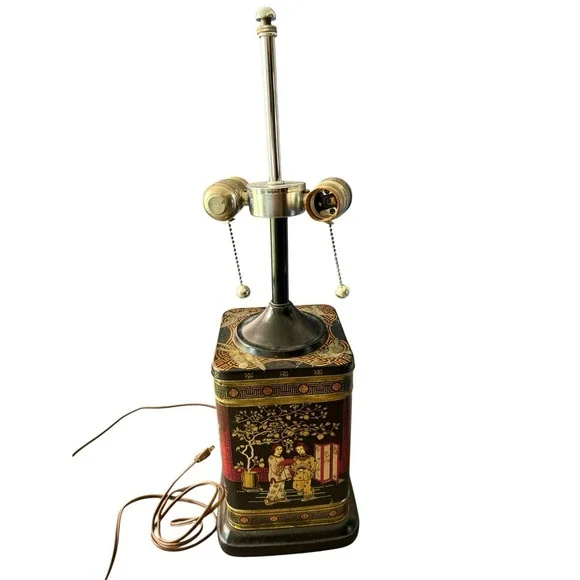 Vintage Frederick Cooper Chinoiserie Asian Tea Tin Canister Table‎ Lamp MCM
