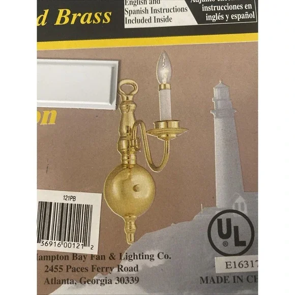 Hampton Bay Solid Brass Colonial Collection One Wall Light Fixture Sconce