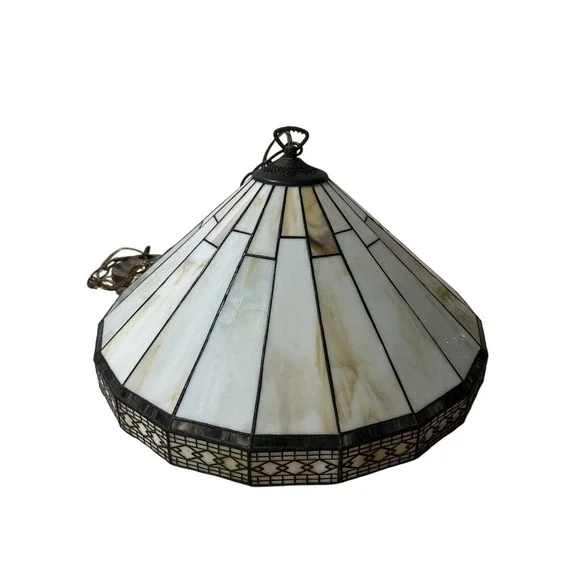 Tiffany Style Stained Glass Pendant Lamp Shade Dome Chain Canopy Ceiling Light