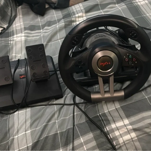 PXN Racing Wheel and Pedal Set in Black and Silver