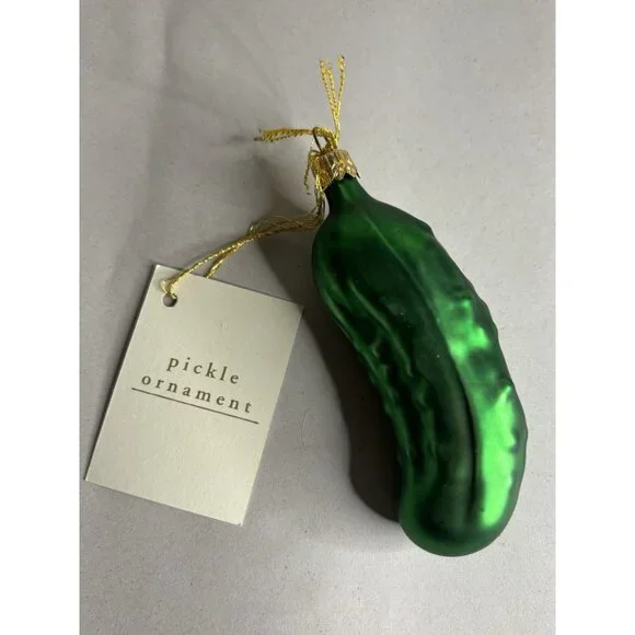 NWT Pier One 1 Imports Glass Christmas Pickle With Story 4.75” Made In Poland