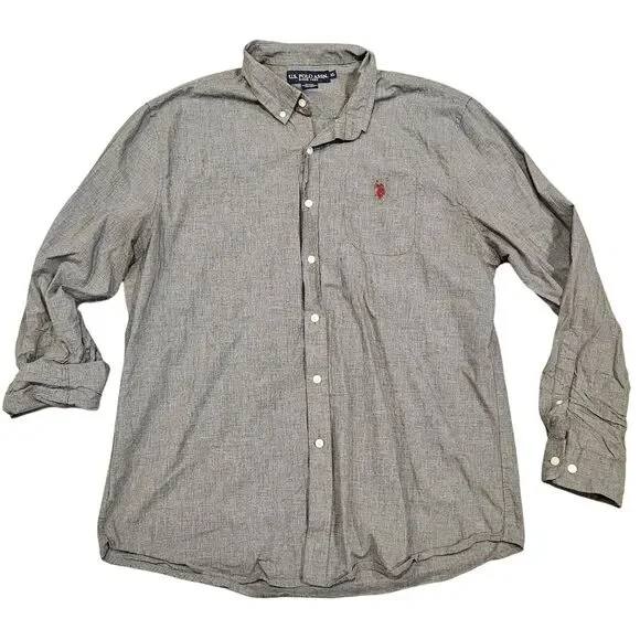 US Polo Assn Men's Gray Long Sleeve Button Down Shirt Size XL