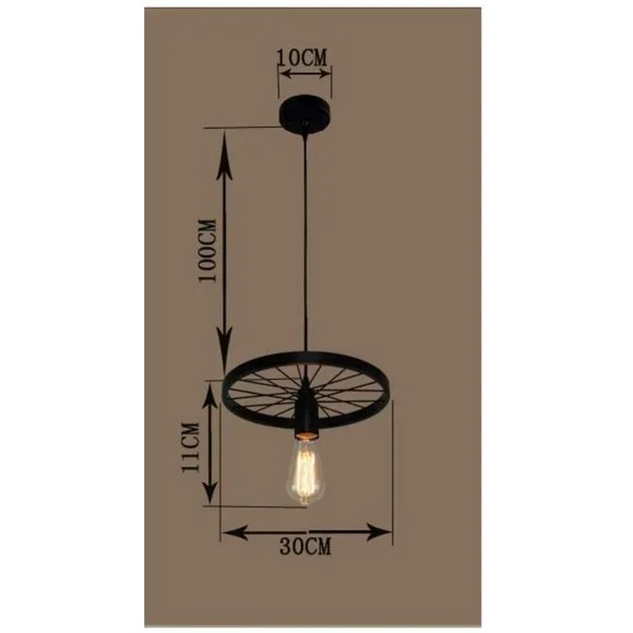 Wagon Wheel Chandelier for a Rustic Farmhouse Look - Single Bulb - Black