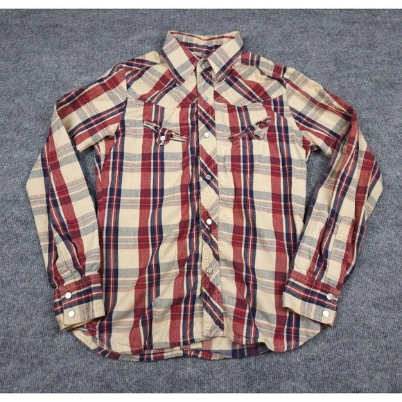 Vintage Faded Glory Pearl Snap Shirt Men's Large Plaid Western Cotton USA