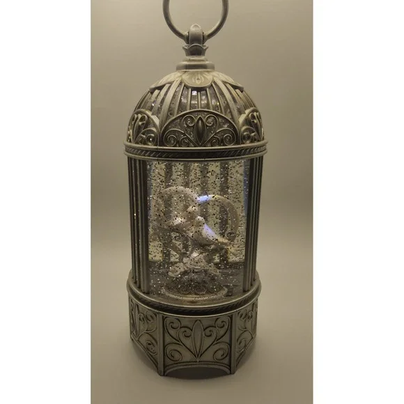 Glitter Snow Globe Lantern with Angel Figure and Decorative‎ Cage