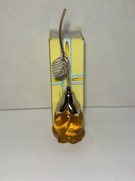 Avon VTG Courting Rose Moonwind Cologne Amber Decanter Gold Stem Full New In Box