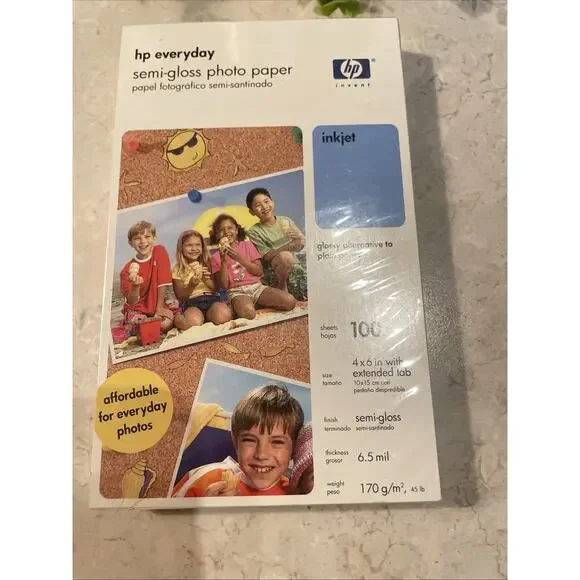 HP 2003 Everyday Photo Paper Semi-Gloss 4x6” 6.5ml 100 Sheets New