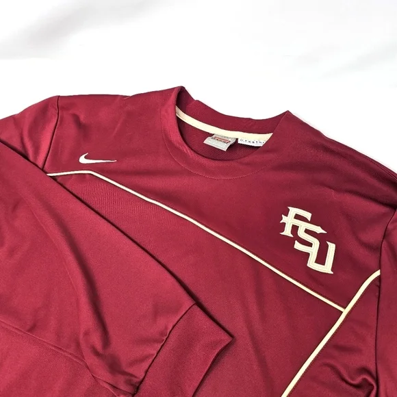 Vtg Nike Team FSU Mens L +2Tall Burgundy Pullover Shirt Florida State Seminoles.