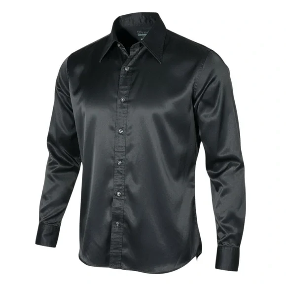 🖤 Diesel‎ Italy Satin Western Shirt | Size L | Black Luxe Rockstar Vibe