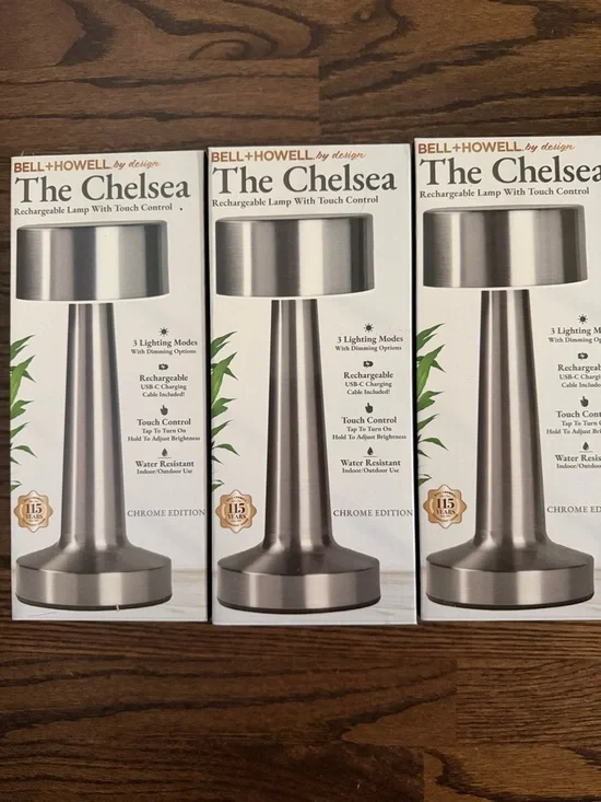 3 -Chelsea Rechargeable LED Touch Lamps in Silver