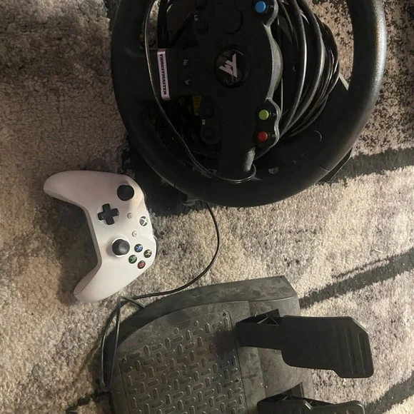 Logitech Racing Wheel and Pedals with White Controller