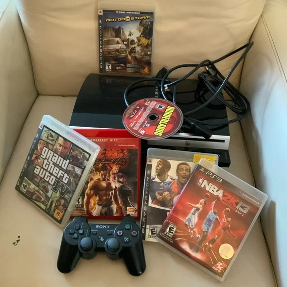 Sony PlayStation 3 Fat Black (PS3) Controller, games and Cables Tested! 40GB.