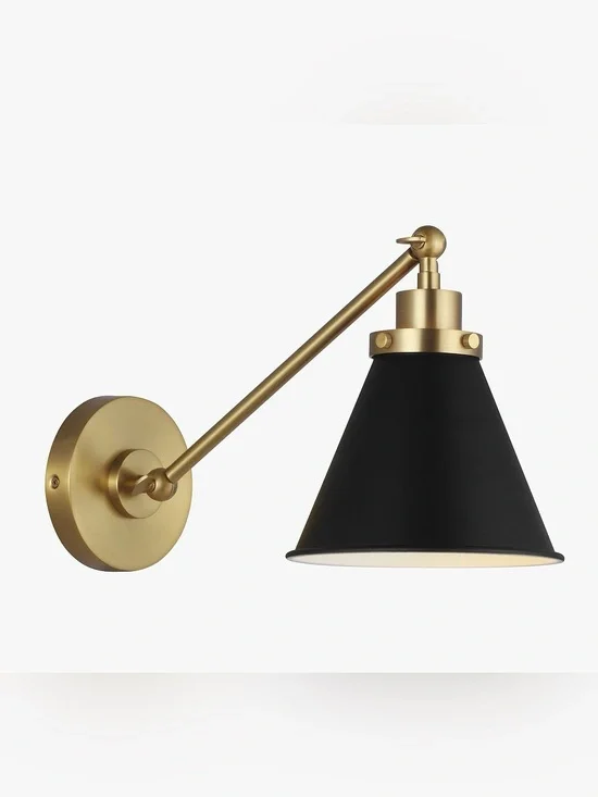 Pottery Barn Chrissy Metal Adjustable Sconce Midnight Black Brass Finish Light