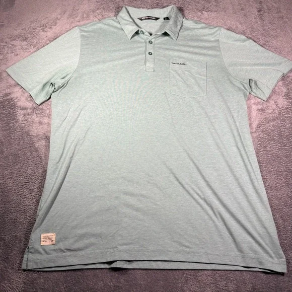 TravisMathew Mens XL Golf Polo Shirt Sage Green Heathered Short Sleeve Pocket