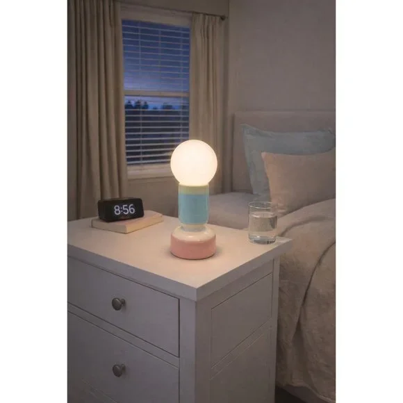 New Pastel Pink Green Cermaic Nightstand Table Lamp Modern Retro Style Light
