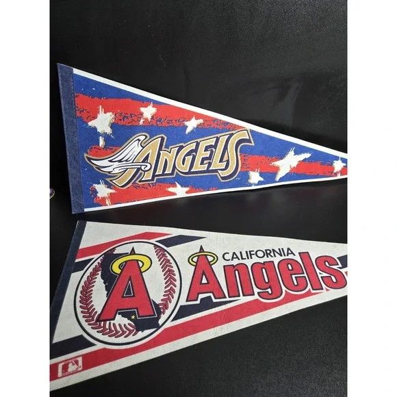 Vintage California Angels & Los Angeles Angels MLB Felt Pennants Lot of 2