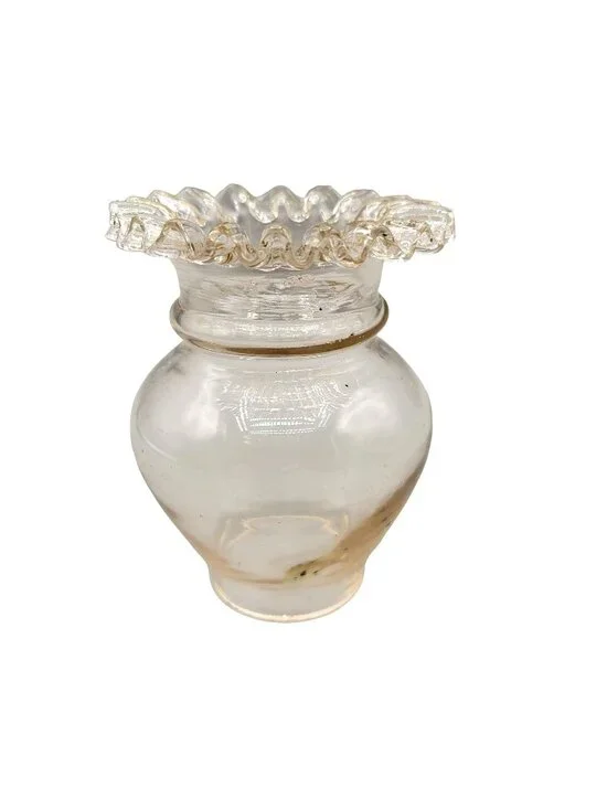 Peach Glass Lamp Shade Vintage Blown Glass Crimped Edge