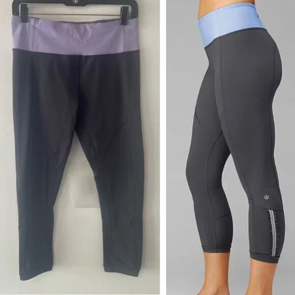 Lululemon Gray Purple Athletic Cropped Leggings - 27062