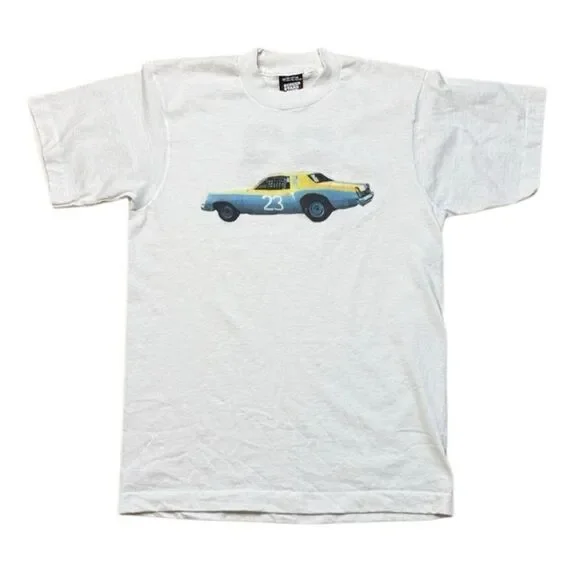 80s Vintage Screen Stars NASCAR Monte Carlo White Graphic Tshirt Medium