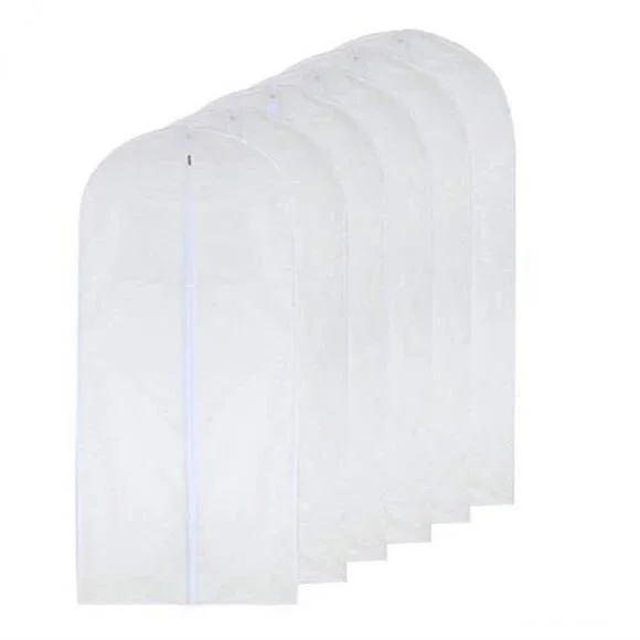 Garment Bags for Hanging Clothes 24x48 Dust Proof Suit Covers Pack of 6 White