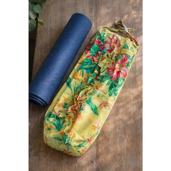 April Cornell Yellow Cotton Floral Yoga Mat Bag