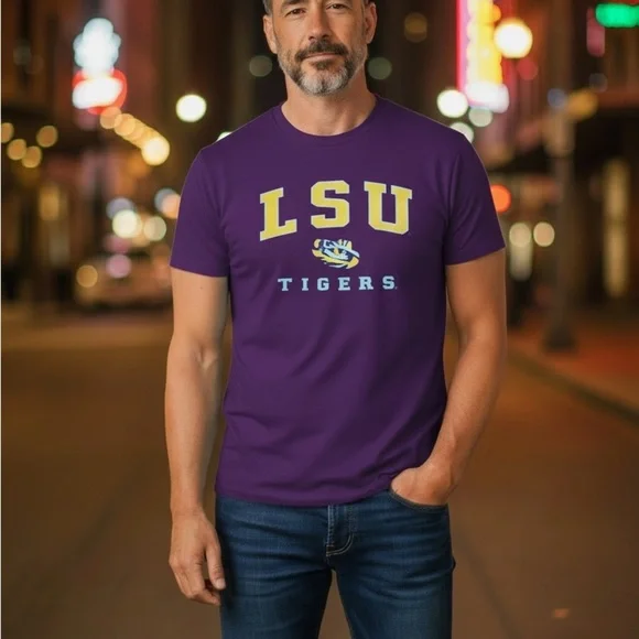 NWT - LSU Tigers Men's Purple Short Sleeve Tee Adult Large