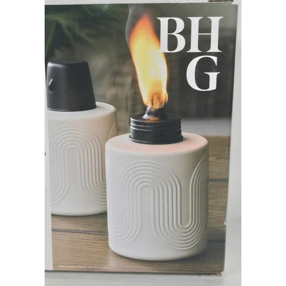 Better Homes & Gardens Amy Collection Tabletop Torches 2 Pack White Ceramic NEW