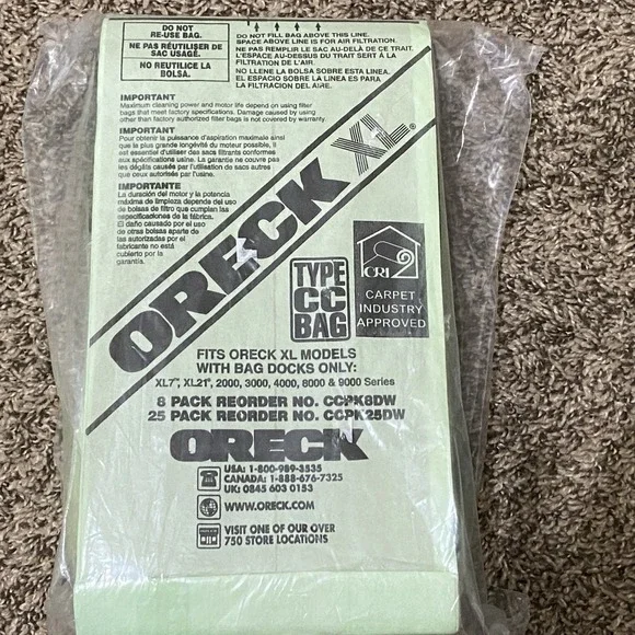 Oreck XL Type CC Vacuum‎ Cleaner 11 Bags