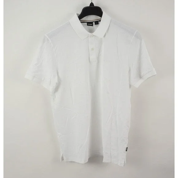 Hugo Boss Pallas Pique Polo Shirt Men's Medium Short Sleeve White Cotton w/ Logo
