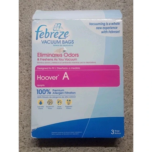 Febreze Premium Allergen Filtration Vacuum Bags HOOVER A 3-Pack Upright Vacuum