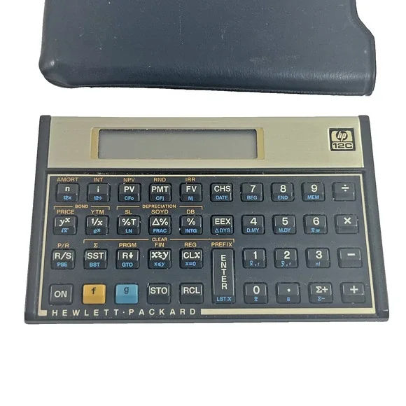 HP 12C Financial Calculator Unisex Black with Case
