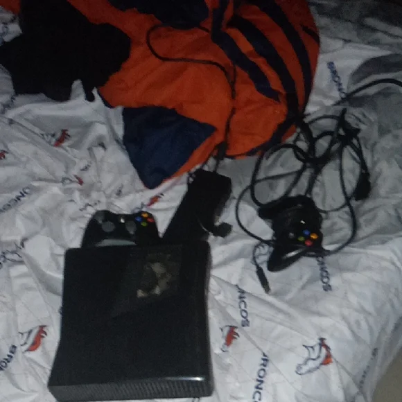 Black Gaming Console with Controllers