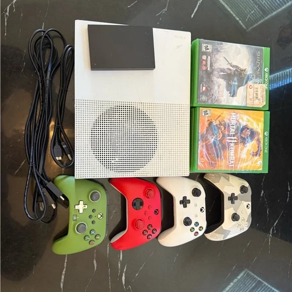Xbox One S bundle! 2TB storage, 11 games, 4 controllers, all works great!