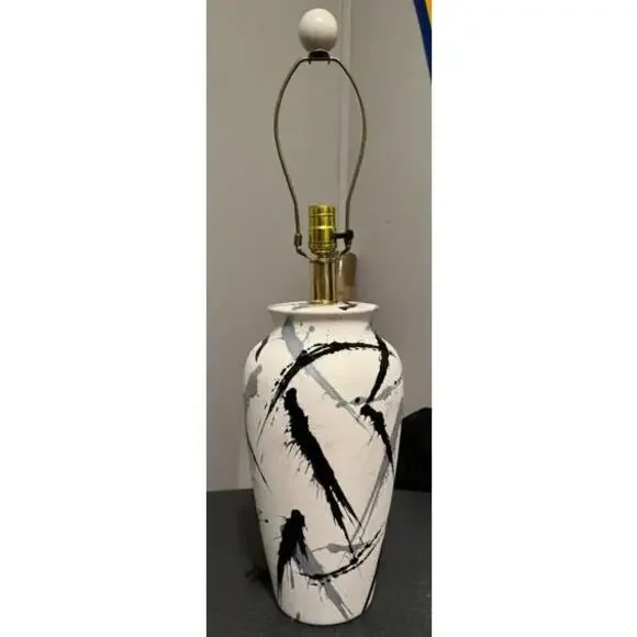 VTG 1980's Jackson Pollock Style Inspired Table Lamp RARE!!