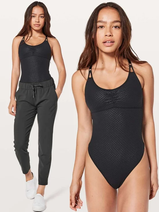 Lululemon The Easy Bodysuit Monochromic Black Emboss