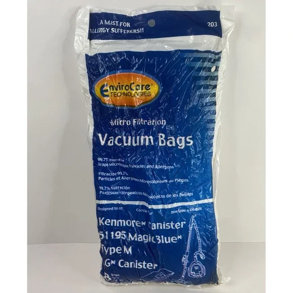 EnviroCare Vacuum Cleaner Dust Bag.8 Bags Total. Type M LG Canister-New/sealed