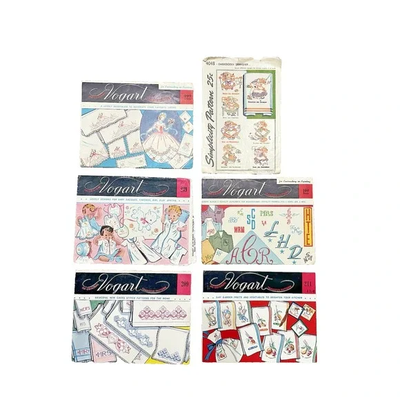 Vtg Vogart & Simplicity Transfer Patterns‎ Set Of 6