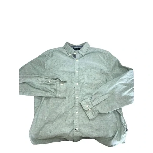 Nautica Men's Shirt Size XL Classic Fit Stretch‎ Classic Blue Button Down