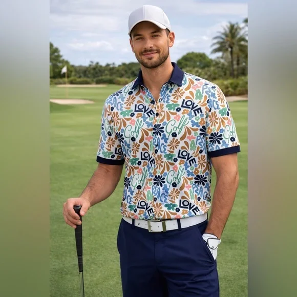 Smith & Quinn Golf Polo Shirt Large Colorful Print Performance Men’s
