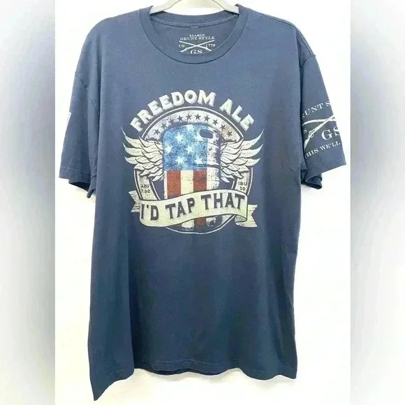 Grunt Style Shirt 1776 freedom ale American Flag T-Shirt XL Cotton Patriotic
