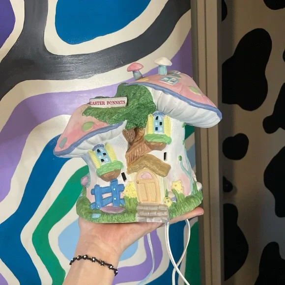 Ceramic Easter Mushroom Fairy House