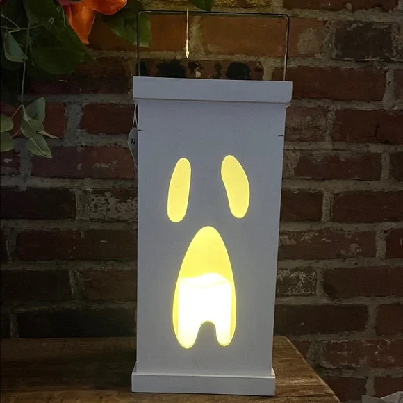 Goblin and ghoul Spooky White Lantern with Ghost Design